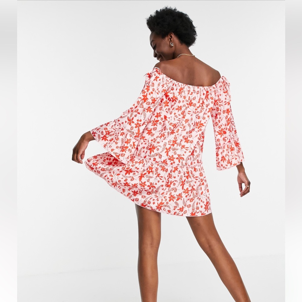 Parisian Tall NWT Off Shoulder Floral Mini Dress - Picture 2 of 12